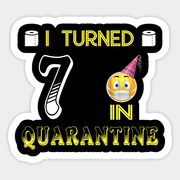 I Turned 7 in quarantine Funny face mask Toilet paper Sticker by Jane Sky